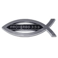 thumbnail image 2 of Christian Fish Proverbs 3:5-6 Chrome Emblem, 2 of 4