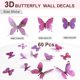 thumbnail image 2 of Uxcell 60 Pcs 3D Mariposa Pegatina de Pared Removible Delicada Stickers Arte Calcomanías para Fiesta de Dormitorio, 2 of 7