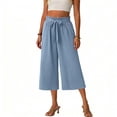 thumbnail image 4 of Stamzod Womens Capri Pants Summer Casual Loose High Waist Capris 2026 Lounge Beach Cropped Trousers with Belt Light Blue E XXL, 4 of 5
