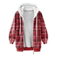 thumbnail image 4 of Aboser Plaid Jackets for Women Warm Sherpa Lined Coat with Hood Cozy Zip Up Tartan Hoodies Casual Fleece Winter Coats Trendy Long Sleeve Jacket, 4 of 5
