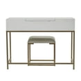 thumbnail image 6 of DecMode 42" x 31" White Wood Vanity with Stool with Hidden Mirror, 2-Pieces, 6 of 11