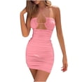 thumbnail image 1 of Staron Robe Moulante Aguichant à Dos Nu Froncée pour Femme, Sortie, Fête, Boîte de Nuit, Courte Mini, Rose, m, 1 of 7