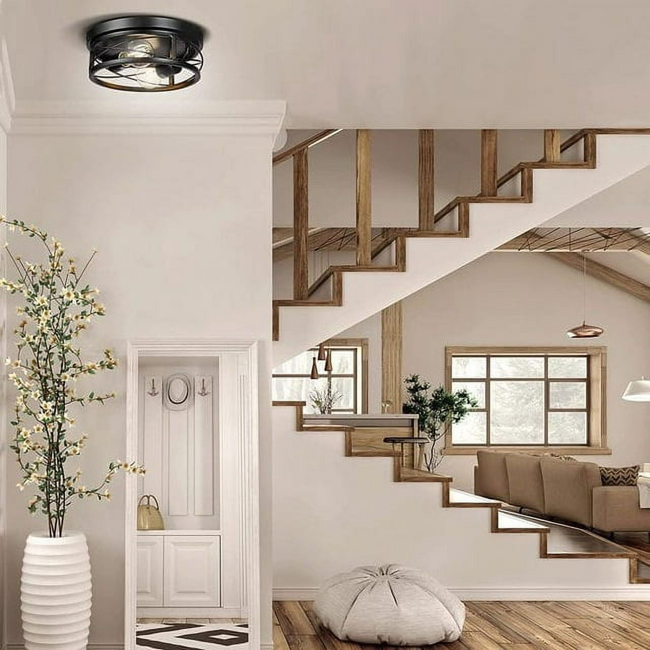 Flush Mount Ceiling Light Fixtures with 2 Bulbs Farmhouse Flush Mount Ceiling Light 2-Light Ceiling Lamps for Kitchen Bedrooms Foyer Hallways