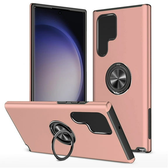 For Samsung Galaxy s24 Ultra CHIEF Oil Painted Magnetic Ring Stand Hybrid Case Cover - Pink