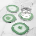thumbnail image 2 of Modern Home Set of 4 Natural Agate Stone Coasters - Green w/Silver Edge, 2 of 7