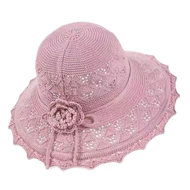 Qarigey Sombrero de sol clásico para mujer, sombrero de paja cómodo y a la moda, sombrero de copa británica para mujer, sombrilla Sombreros rosa