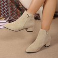 thumbnail image 4 of Willtoo Women Suede Ankle Booties Block Chunky Low Heel Short Boots Fashion Pointed Toe Side Zipper Metal Decoration Vintage Booties Autumn Winter, 4 of 5