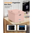 thumbnail image 3 of 2 Pack File Storage Organizer, Portable File Box with Lid, Fit for Letter/Legal File Folder Storage, Cream-pink (Leather) Box, 3 of 6