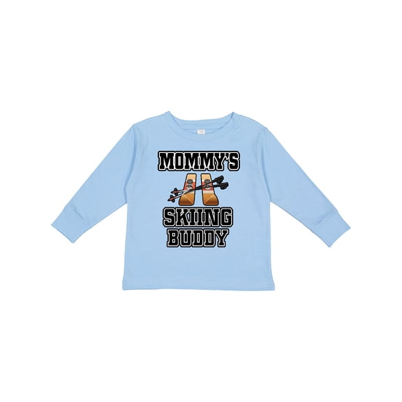 Inktastic Mommys Skiing Buddy for Kids Boys or Girls Long Sleeve Toddler T-Shirt