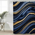 thumbnail image 4 of Shower Curtain, Dark Blue Marble Gold Stripe Waterproof Shower Curtain Set with Hooks for Bathroom Showers,Stalls and Bathtubs,72x72In Modern Abstract Geometric, 4 of 9