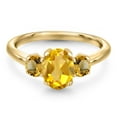 thumbnail image 3 of Gem Stone King 10K Yellow Gold Yellow Citrine Engagement Ring for Women | 1.81 Cttw | Oval 8X6MM | Gemstone November Birthstone | Size 5, 3 of 6