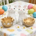 thumbnail image 5 of AURIGATE 2-Piece Easter Bunny with Golden Egg Cup Resin Figurine Set 1.97×3.54in for Tabletop Home Decor and Candy Holders, 5 of 6