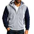 thumbnail image 2 of Men's Cozy Fleece Jacket Color Block Hooded Zip Up Long Sleeve Everyday Jacket, 2 of 6