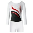 thumbnail image 3 of TiaoBug Kids Girls Sparkly Rhinestones Ballet Dance Leotard Top with Shorts Athletic Gymnastics Workout Outfits White 6, 3 of 7