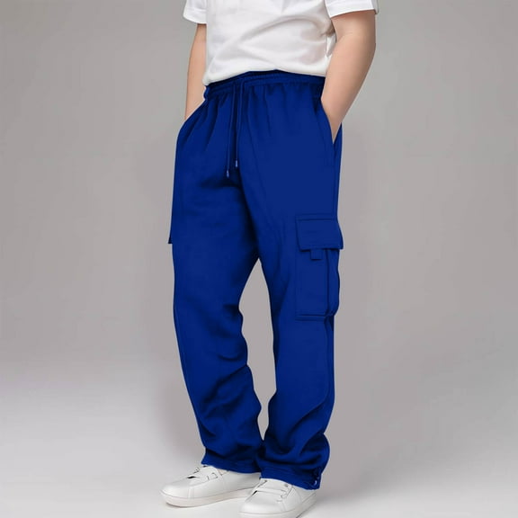 Cargo Sweatpants for Teen Boys Casual Elastic Waist Drawstring Sweat Pants Teens Active Workout Joggers with Pockets 13-14 Years