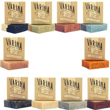 Varina Natural Soap Mens Variety Bar Soap - Gentle Cleansing for Sensitive Skin, Fresh - 10 Pack - Handmade Soap