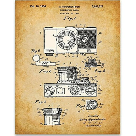 1934 Camera Patent Art Print - 11x14 Unframed Patent Print - Great Studio Decor or Gift for Photographers