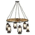 thumbnail image 4 of Meyda Tiffany 151906 Miners Lantern 6 Light 40" Wide Lantern Chandelier - Rust / Natural, 4 of 6