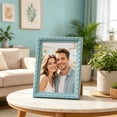 thumbnail image 5 of Dongrere 5x7 Inch Picture Frame Vertical Tabletop Standing Display Frame for Family Wedding Portrait Home Bedroom Desk Shelf Decor, Blue, 5 of 6