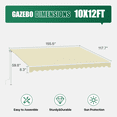 thumbnail image 6 of Sunmthink 12x10 FT Manual Retractable Awning, Waterproof Patio Sun Shade Canopy with Crank Handle, PA Coated Polyester for Backyard, Deck & Window, Beige, 6 of 8