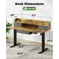 thumbnail image 7 of Homall 55" Height Adjustable Electric Standing Desk Sit-Stand Desk with Storage Shelf And Drawer Lifting Range 28~48" Office Computer Desk,Brown, 7 of 7