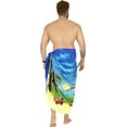thumbnail image 5 of LA LEELA Men's Swim Bath Trunk Swimsuit Regular Surfing Swimwear Sarong Long Pareo Beach Wrap One Size Sky, Holiday Summer Vacation Party, 5 of 5