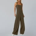 thumbnail image 2 of UAMVSH Jumpsuits for Women Casual Ribbed Knitted Trendy Sleeveless Rompers with Pockets Adjustable Strap Wide Leg Long Overalls Clothes, 2 of 7