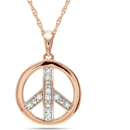 Miabella Diamond Accent 10kt Pink Gold Peace Pendant, 17
