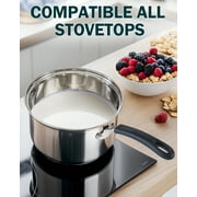Cook N Home Saucepan Sauce Pot with Lid 1 Quart Professional Stainless Steel, Stay Cool Handle, silver
