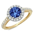 thumbnail image 2 of 1.86 ct Round Cut Simulated Tanzanite Halo Engagement Ring for Women in 18K White/Yellow Gold, 2 of 2