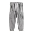 thumbnail image 2 of Pantalones largos de pana para hombre, informales, de moda, de color liso, con bolsillos, cordón y cintura elástica., 2 of 7