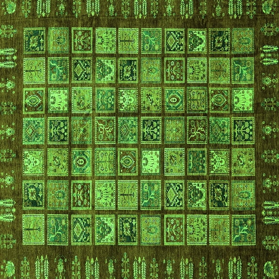 Ahgly Company Indoor Square Abstract Green Modern Area Rugs, 3' Square