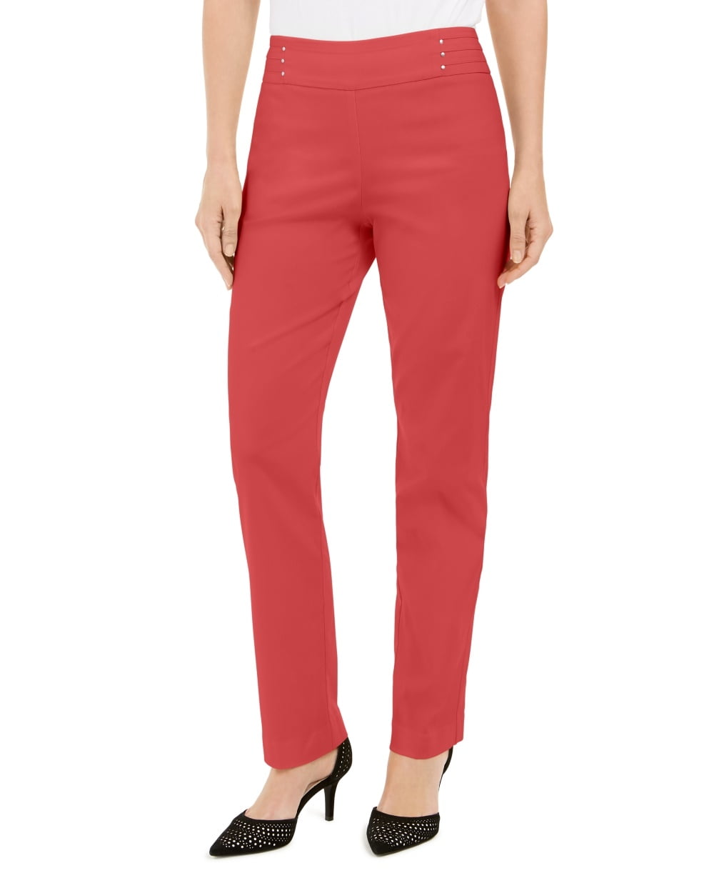 JM Collection Women's Studded PullOn Tummy Control Pants Regular And