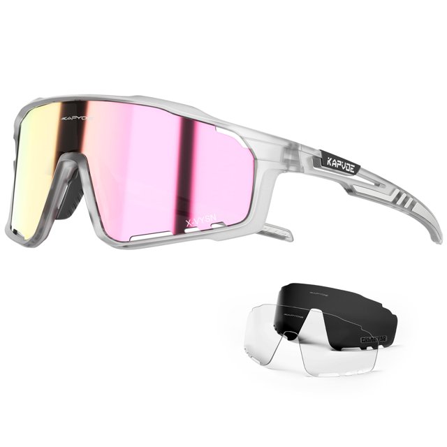 Gafas de ciclismo KAPVOE polarizadas UV400 para hombres y mujeres color rosa