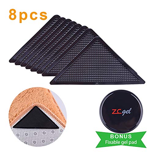 Rug Grippers for Hardwood Floors, ZC GEL Anti Slip Rug Grippers with Non Curling Washable and