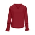 thumbnail image 4 of GigrtiJin Long Sleeve Shirts for Women V-Neck Solid Color Casual Loose Blouse Fashion Lightweight Loose Pullover Tops, 4 of 6
