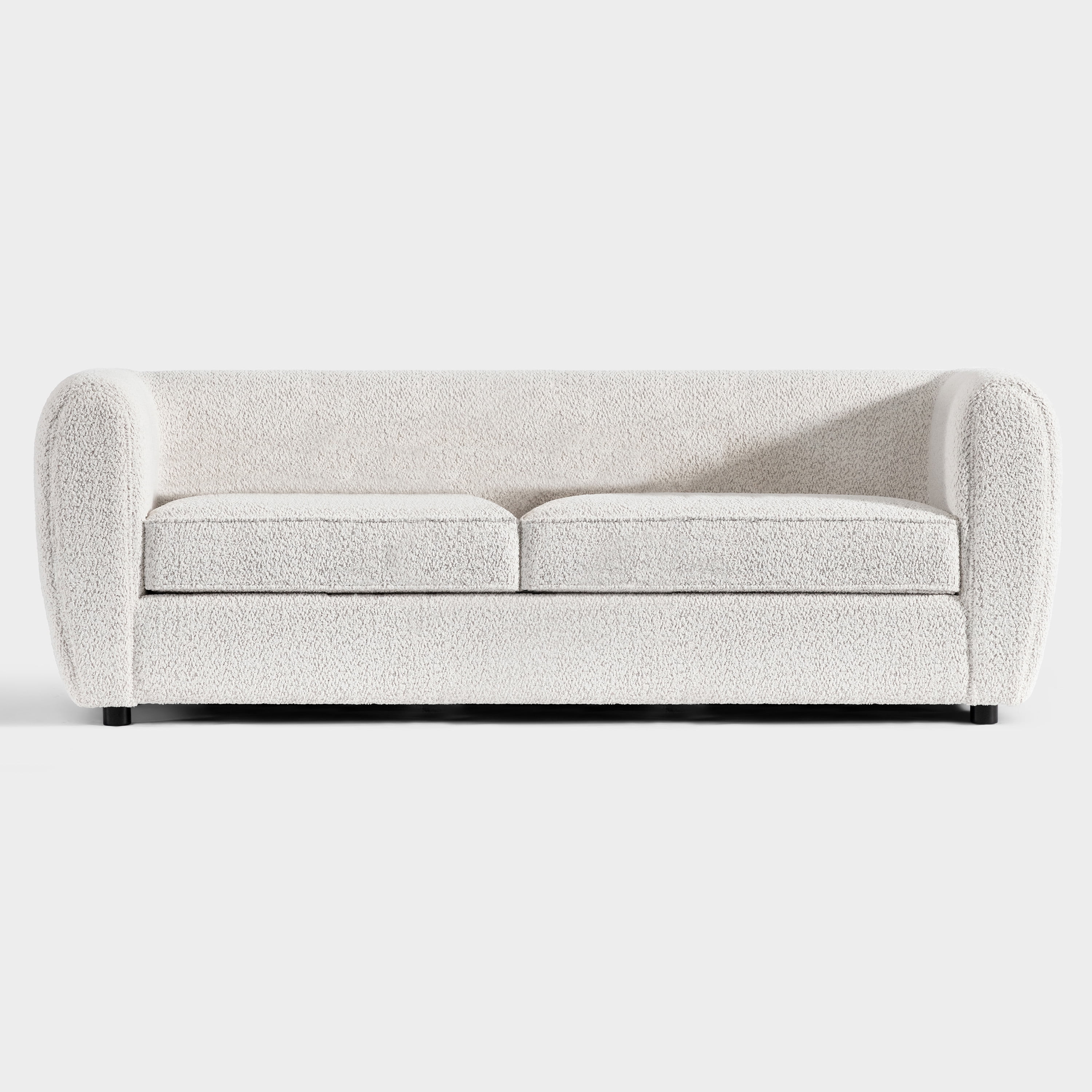 Furniture of America Nallia Tuxedo Style Upholstered Boucle Fabric White Sofa