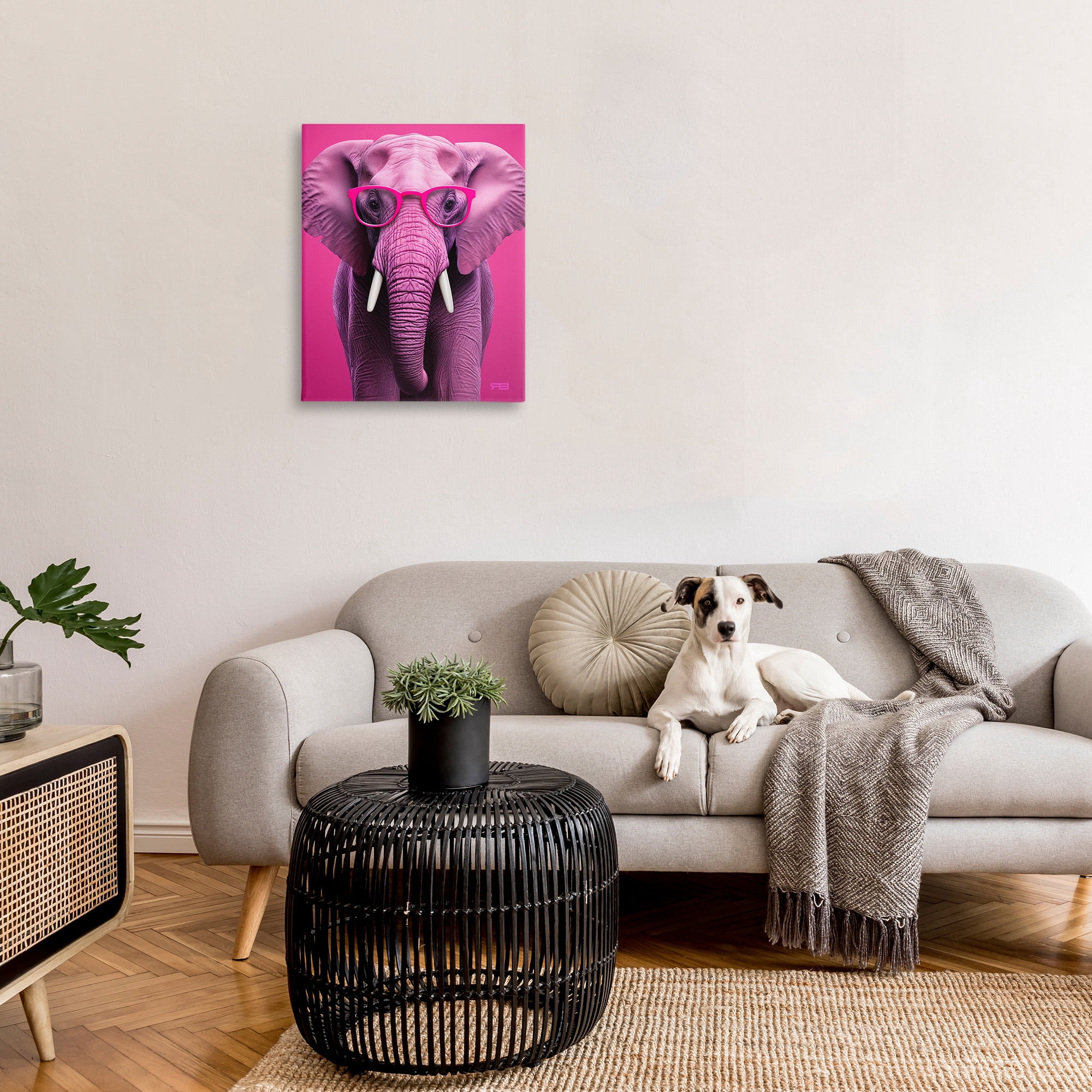 Stupell Industries Vivid Pink Elephant Animals & Insects Painting Gallery Wrapped Canvas Art Print Wall Art, 24 x 30