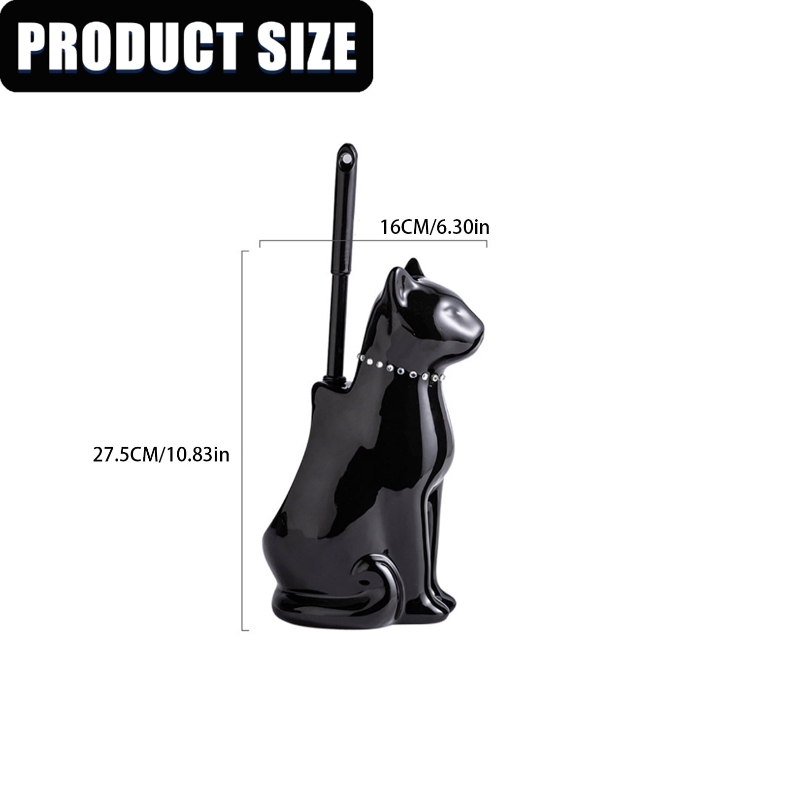 2. Ceramic Cats Base Toilet Bowl Brush & Holder, Soft Bristles Freestanding Brush for Bathroom