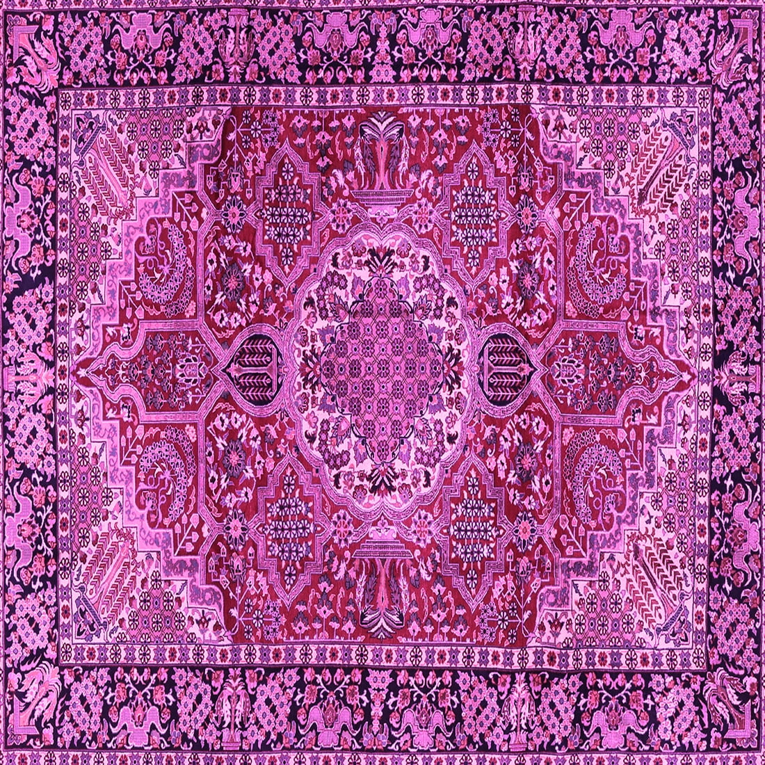 Ahgly Company Indoor Square Medallion Pink Traditional Area Rugs, 6 ...