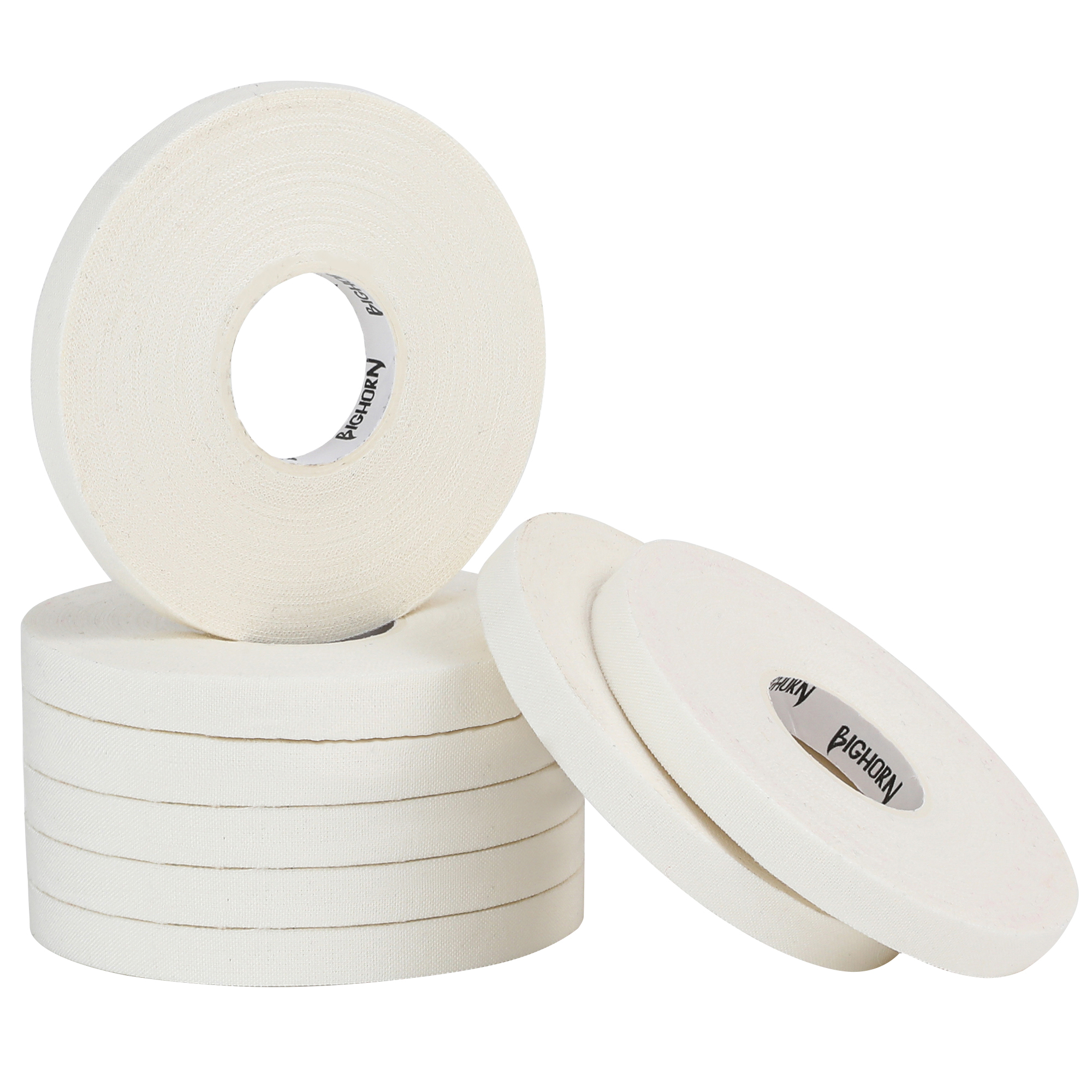 Bighorn Athletics Pro Series Jiu-Jitsu Finger Tape, 8-Rolls with Tin Holder, Enhanced Extra Strength, Residue-Free Formula (0.3-Inch, White)