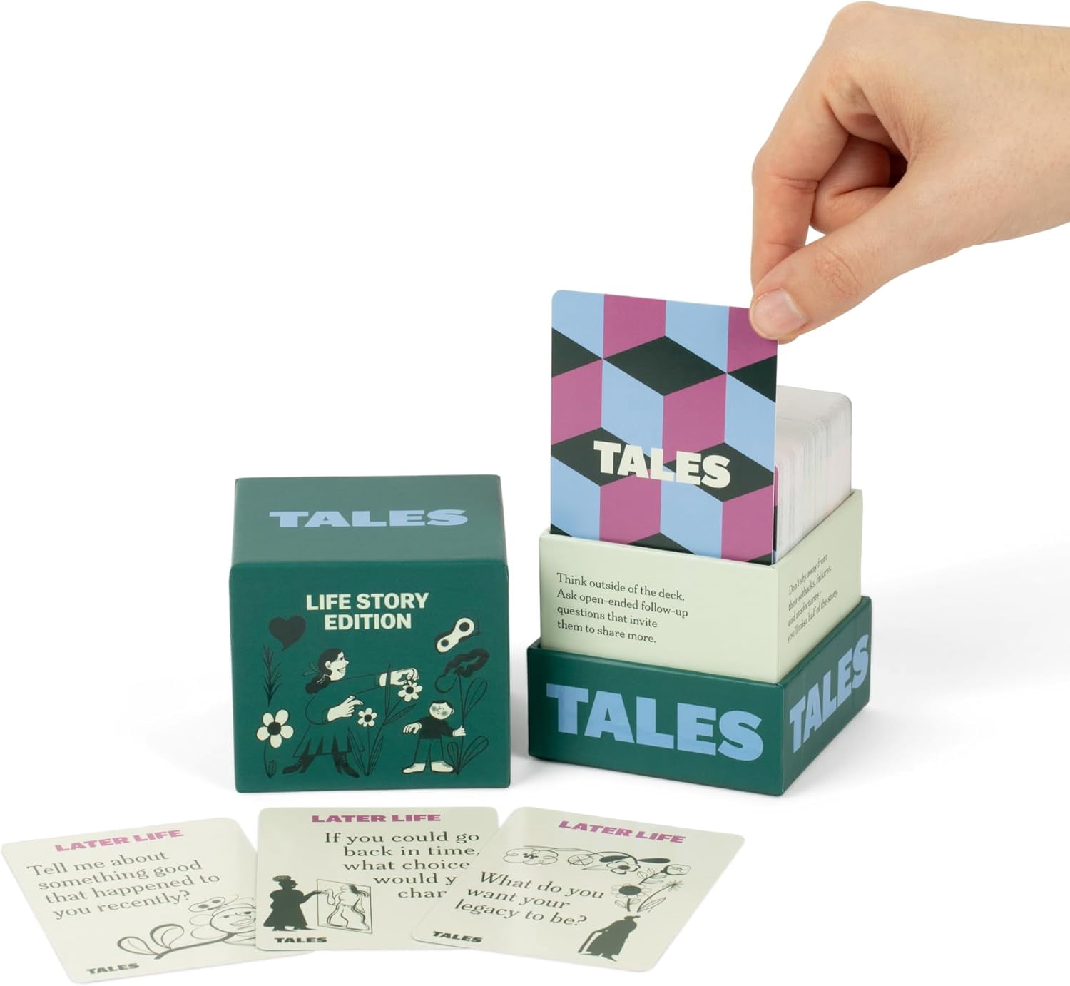 TALES 150 Life Story Interview Kit, Conversation Cards, for Grandparents, Parents, Families, Adults, Game Night, Road Trips