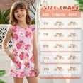 thumbnail image 6 of ZIATUBLE4S Pink Hibiscus Flower Print Girls Summer Playsuit Button Front One-Piece Short Jumpsuit Ruffle Trim Big Kids Casual Romper with Pockets for 11-12 Y, 6 of 6