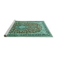 thumbnail image 2 of Ahgly Company Machine Washable Indoor Rectangle Medallion Turquoise Blue Traditional Area Rugs, 3' x 5', 2 of 4
