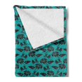 thumbnail image 2 of Brown and Blue Soft Flannel Fleece Blanket, Nostalgic Vintage Floral Elements Ornamental Nature Illustration, Cozy Plush for Indoor and Outdoor Use, 70" x 90", Dark Brown Turquoise, by Ambesonne, 2 of 5