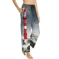 thumbnail image 2 of Xecao 3d Lighthouse in the Surf Women's Straight Lounge Pajama Pants: The Epitome of Relaxed Sleepwear, 2 of 9