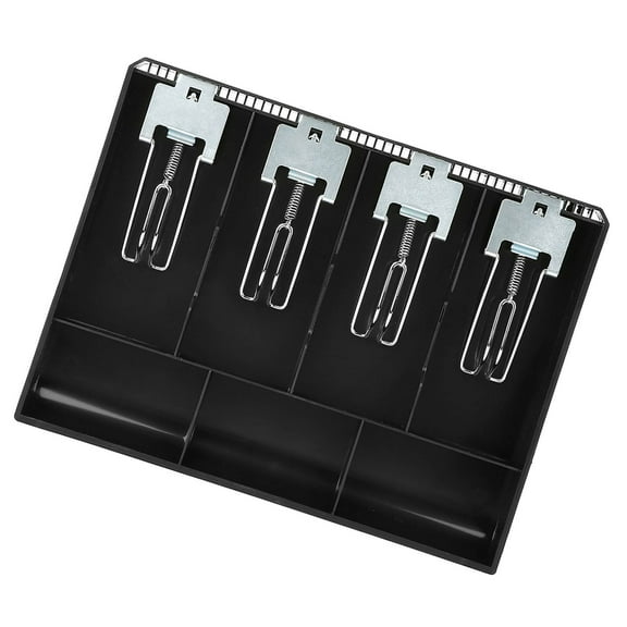 Cash Drawer Register Insert Tray Replacement Cashier Four Box with Metal Clip(black)