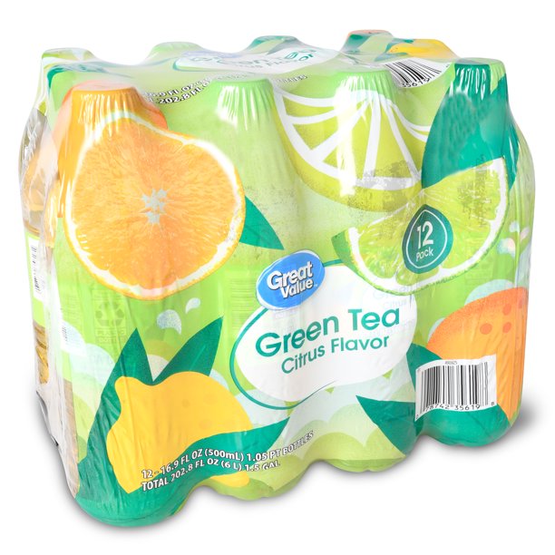 Great Value Green Tea, Citrus Flavor, 202.8 fl oz, 12 Count Walmart