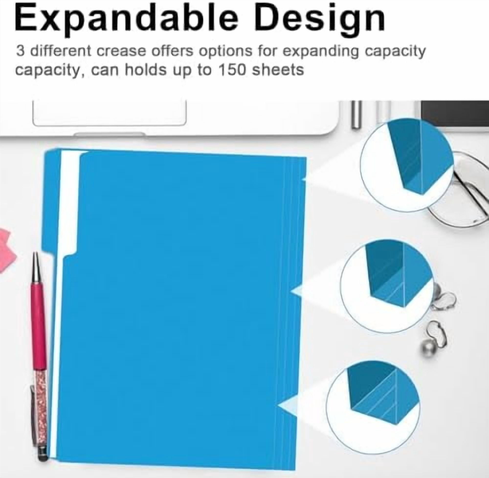 File Folder,  150 Pack 1/3 Cut Tab File Folders Letter Size, Blue, Colored Folders with Tab Great for Organizing and Easy File Storage