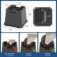 thumbnail image 2 of Maenizi 8 Pack Bed Risers 3 Inch Heavy Duty Bed Elevators Lifts Fits to Wheels of Furniture, Sofa, Table and Couch, Black, 2 of 7